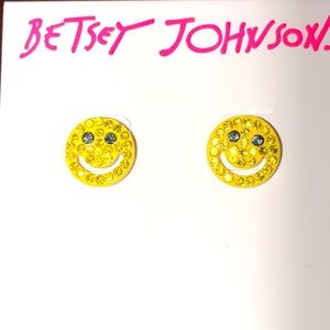 COPY - NWT Betsey Johnson smiley face sparkly stud earrings.